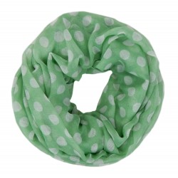 Leichter breiter Loop grün weiß off-white Punkte Polka Dots Damenschal