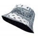 Bucket Hat Damen Hut Paisley Blau Schwarz Weiß oder Lila Wendehut