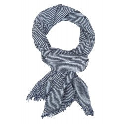 Leichter Schal Damenschal Unisex Blau oder Beige Streifen maritim Baumwolle