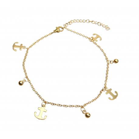 Armband / Fusskettchen gold bunt Perlen Coins Boho Ibiza Style