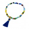 Armband bunt Perlen Glasperlen Quaste Boho Ibiza elastisch 18 - 20 cm