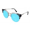 Ella Jonte Sonnenbrille transparent silber blau verspiegelt ovale Gläser CatEye
